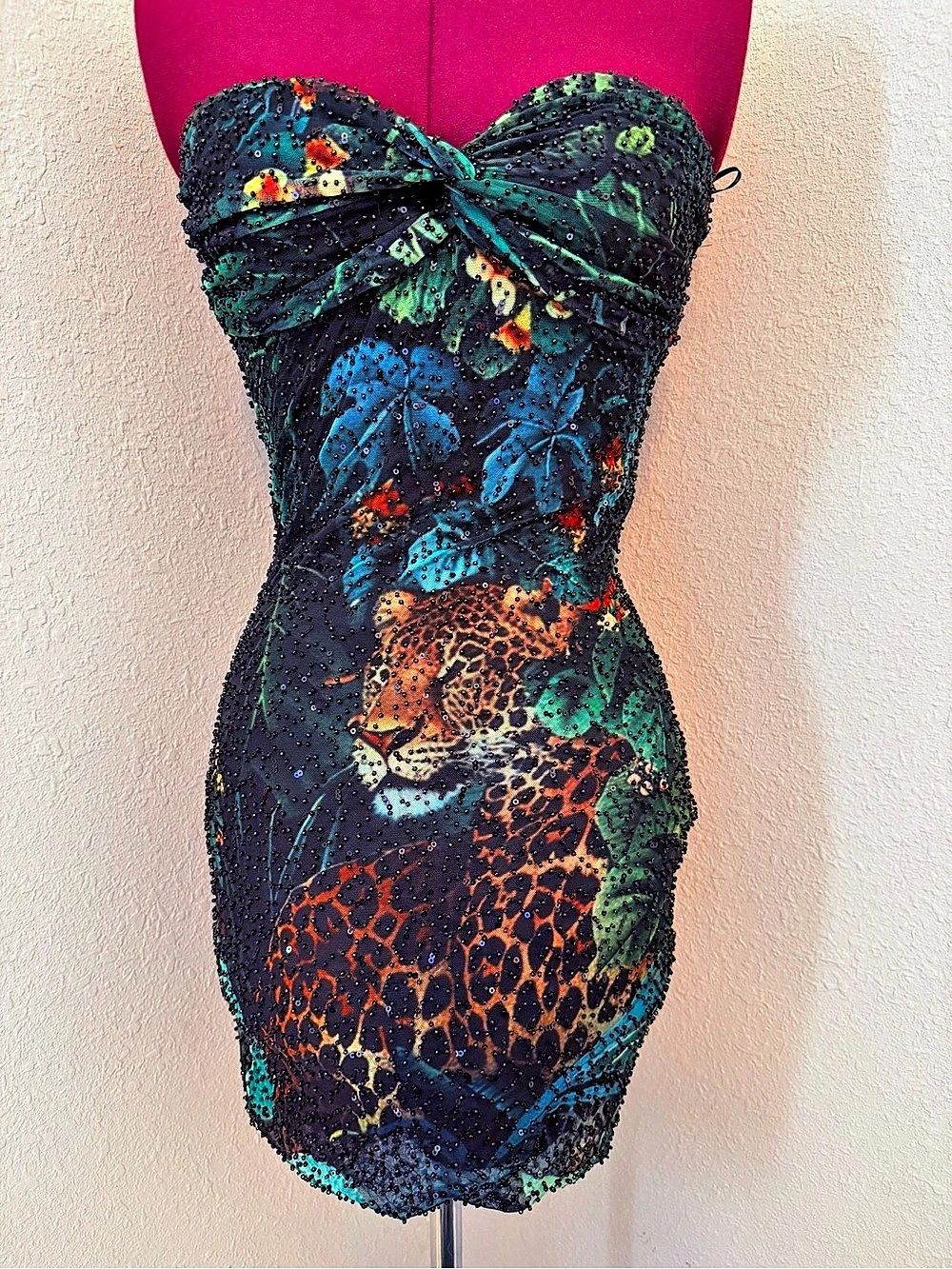 Windsor Lindsey Jungle Print Bead Mini Dress Medium